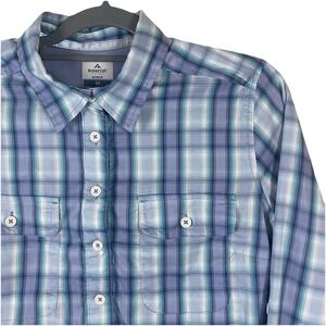 Ridgecut Womans Shirt Roll Tab Sleeve Toughwear Top Sz M Periwinkle  Green Plaid